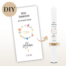 Lade das Bild in den Galerie-Viewer, Kerzenfolie Kommunionkerze "Alara" - personalisiert
