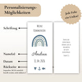 Kerzenfolie Kommunionkerze "Andrea" Eukalyptus Regenbogen - personalisiert