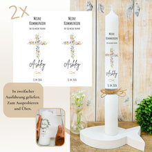 Lade das Bild in den Galerie-Viewer, Kerzenfolie Kommunionkerze "Ashley" - personalisiert
