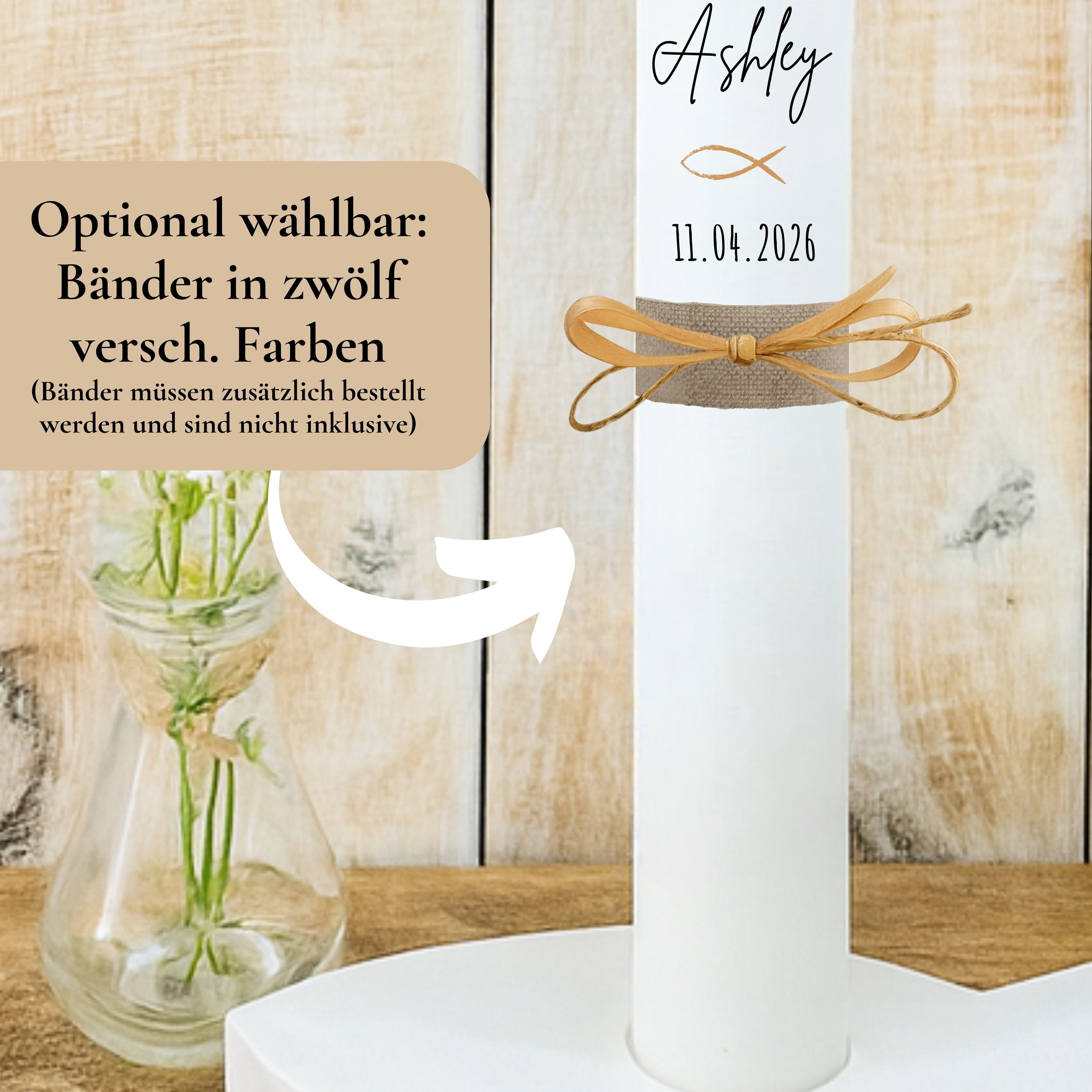 Kerzenfolie Kommunionkerze "Ashley" - personalisiert