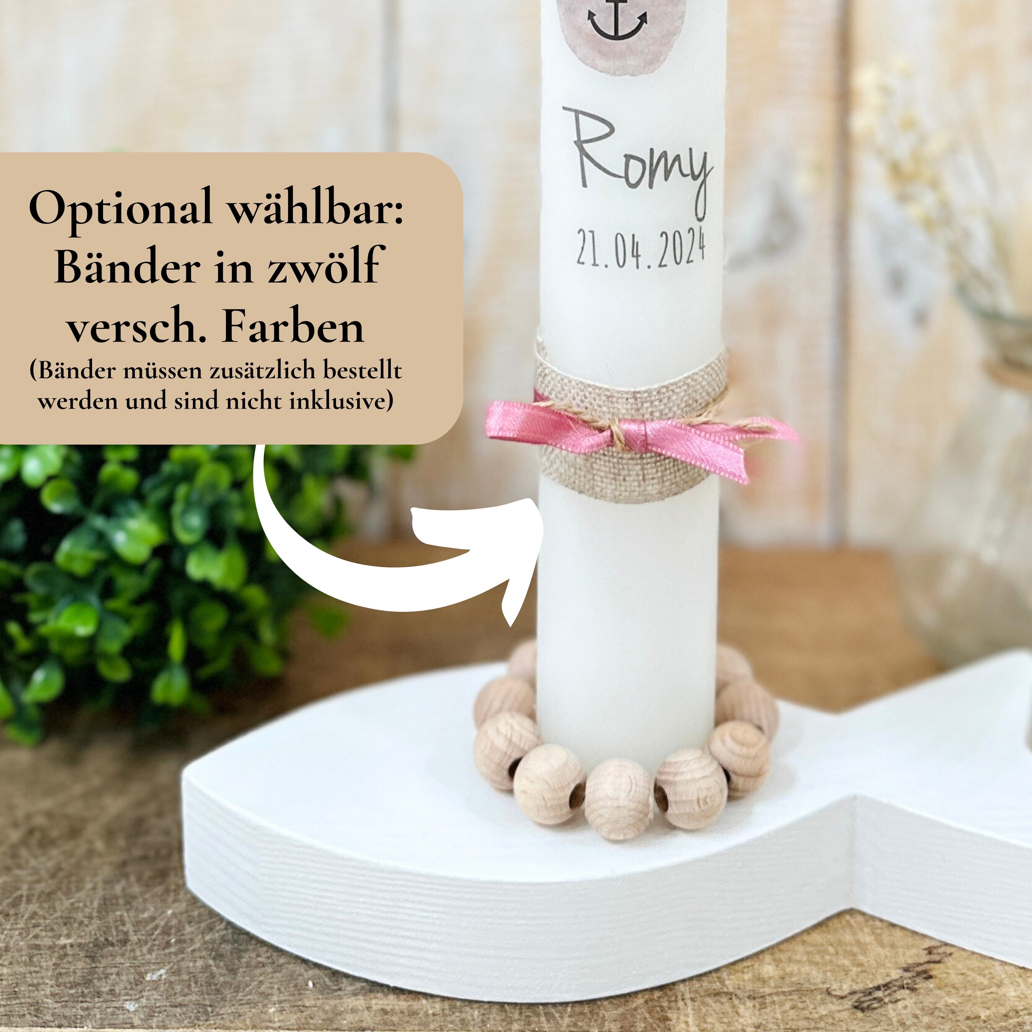 Kerzenfolie Kommunionkerze "Emilia" christliche Symbole - personalisiert