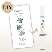Lade das Bild in den Galerie-Viewer, Kerzenfolie Kommunionkerze "Emilio" - personalisiert
