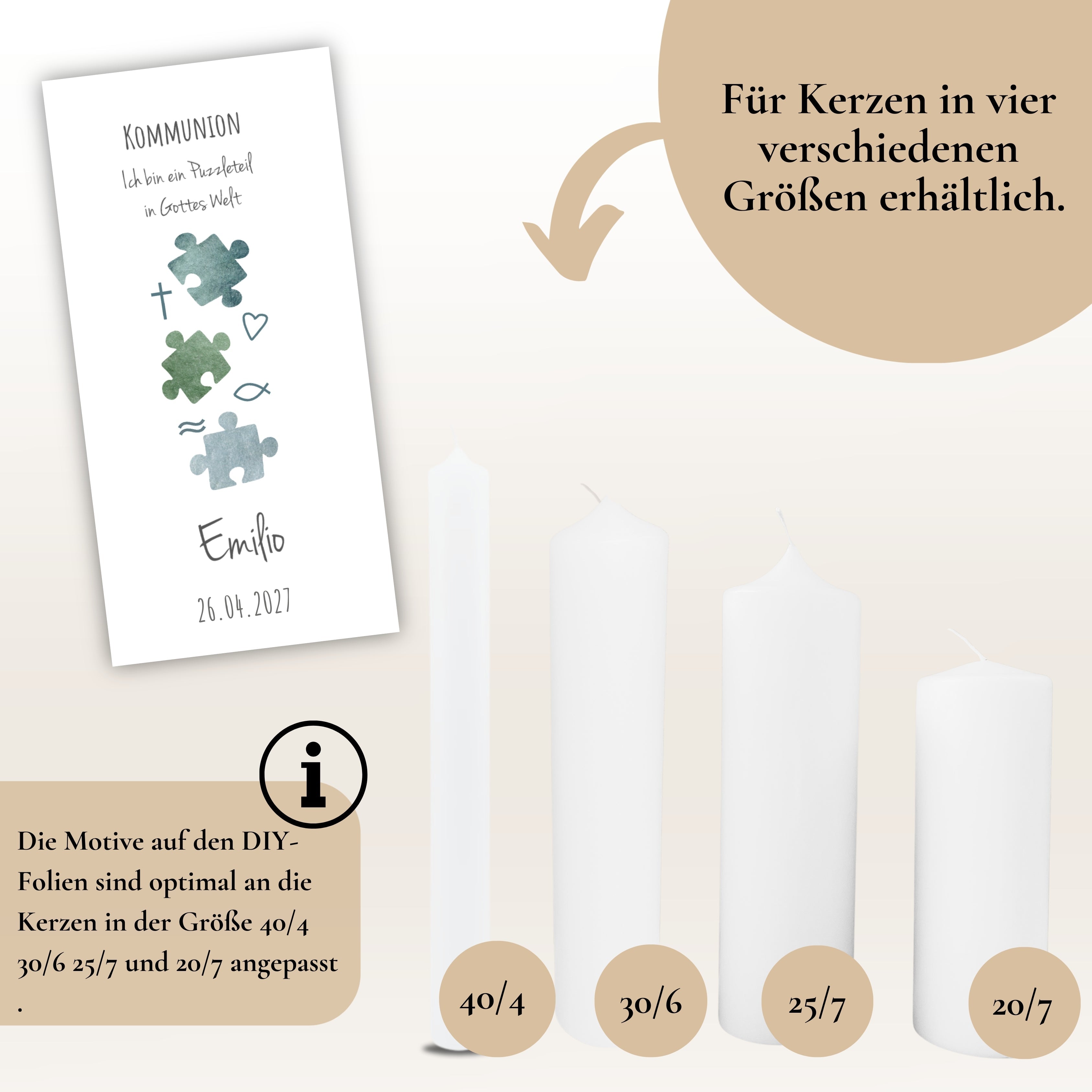 Kerzenfolie Kommunionkerze "Emilio" - personalisiert