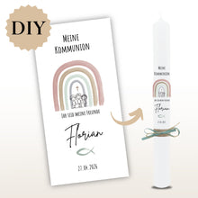 Lade das Bild in den Galerie-Viewer, Kerzenfolie Kommunionkerze "Florian" - personalisiert
