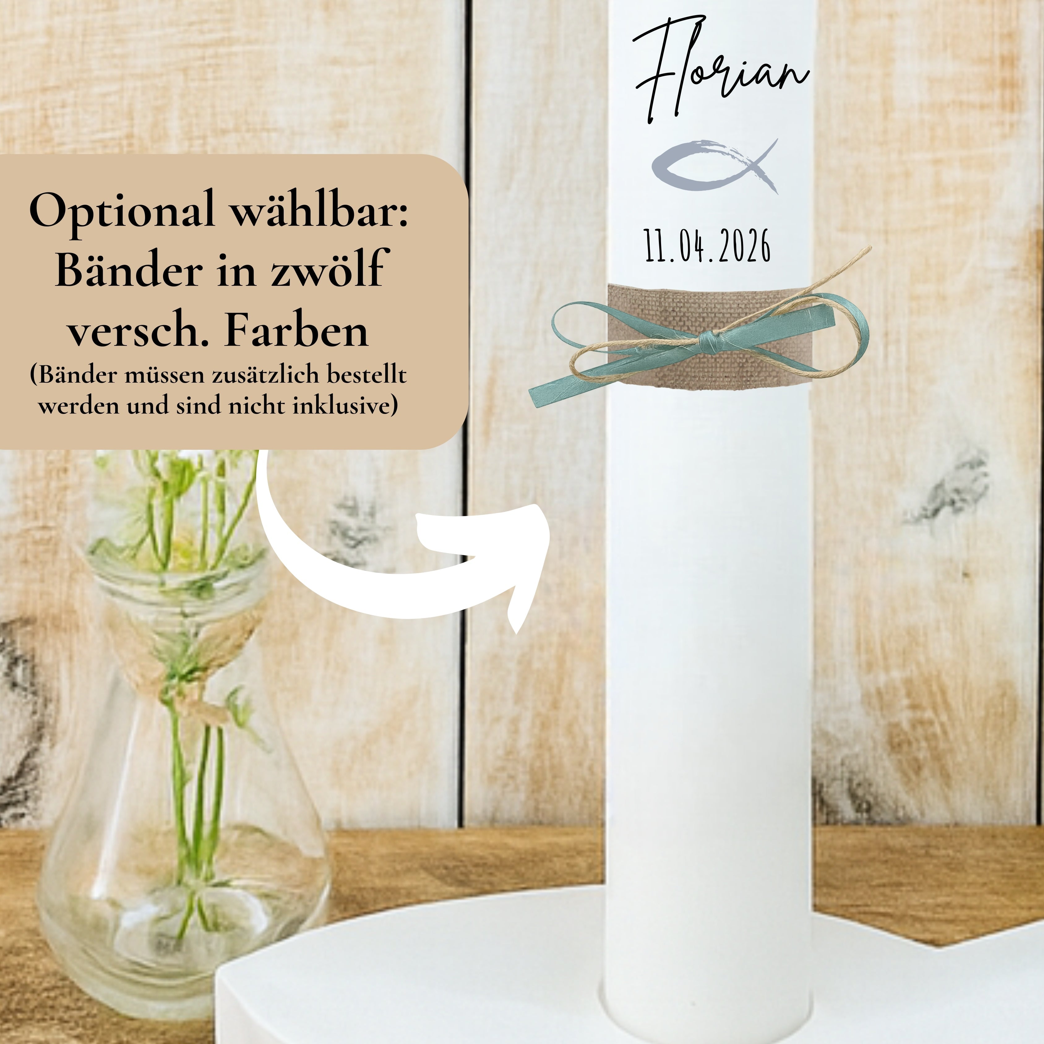 Kerzenfolie Kommunionkerze "Florian" - personalisiert