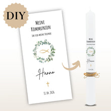 Lade das Bild in den Galerie-Viewer, Kerzenfolie Kommunionkerze "Hanno" - personalisiert
