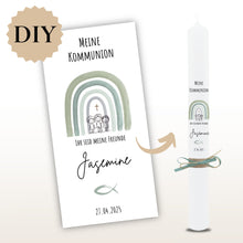 Lade das Bild in den Galerie-Viewer, Kerzenfolie Kommunionkerze "Jasemine" - personalisiert
