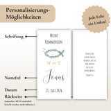 Kerzenfolie Kommunionkerze "Jonas" Eukalyptusfisch - personalisiert