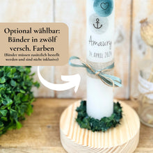 Lade das Bild in den Galerie-Viewer, Kerzenfolie Kommunionkerze "Konstantin" christliche Symbole - personalisiert
