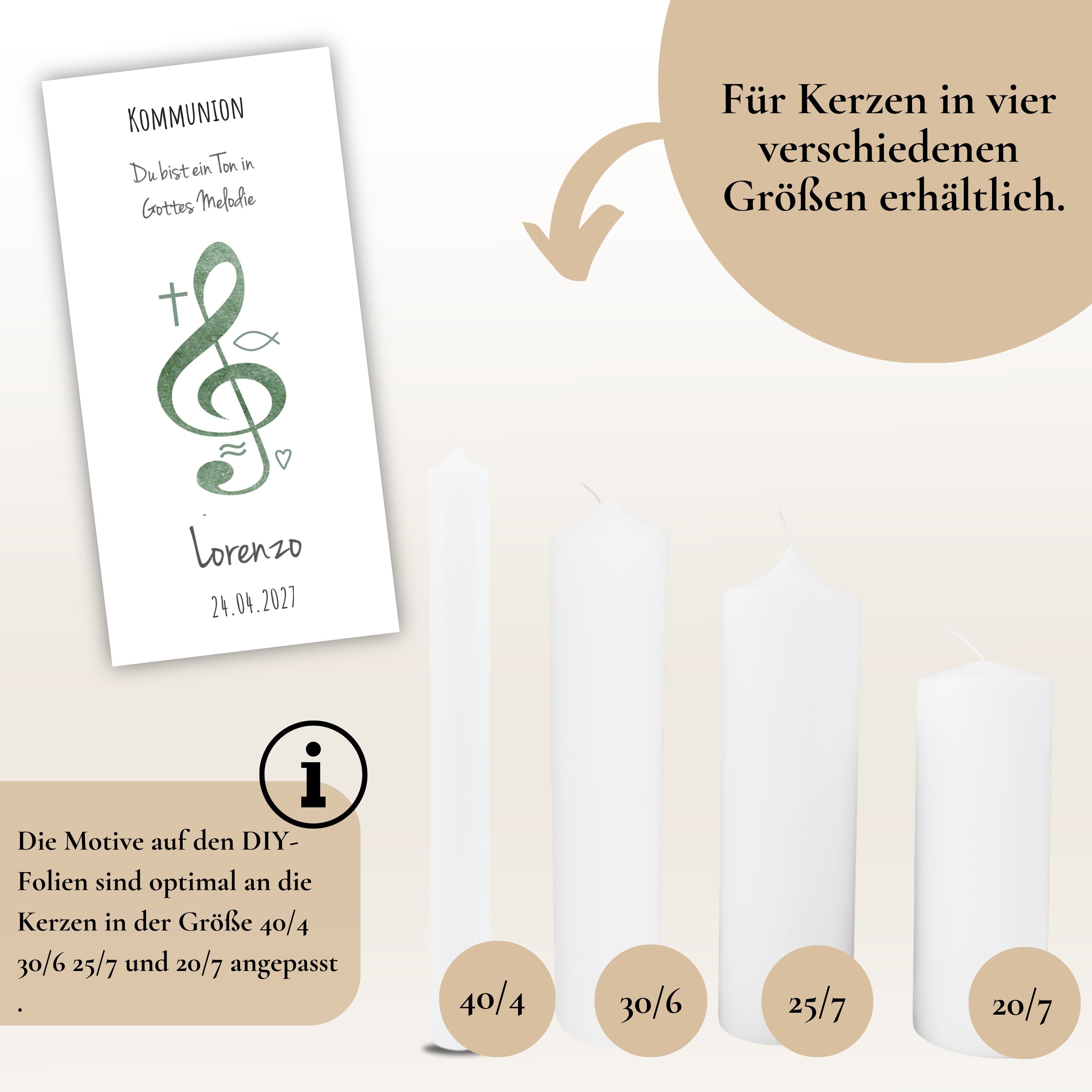 Kerzenfolie Kommunionkerze "Lorenzo" - personalisiert