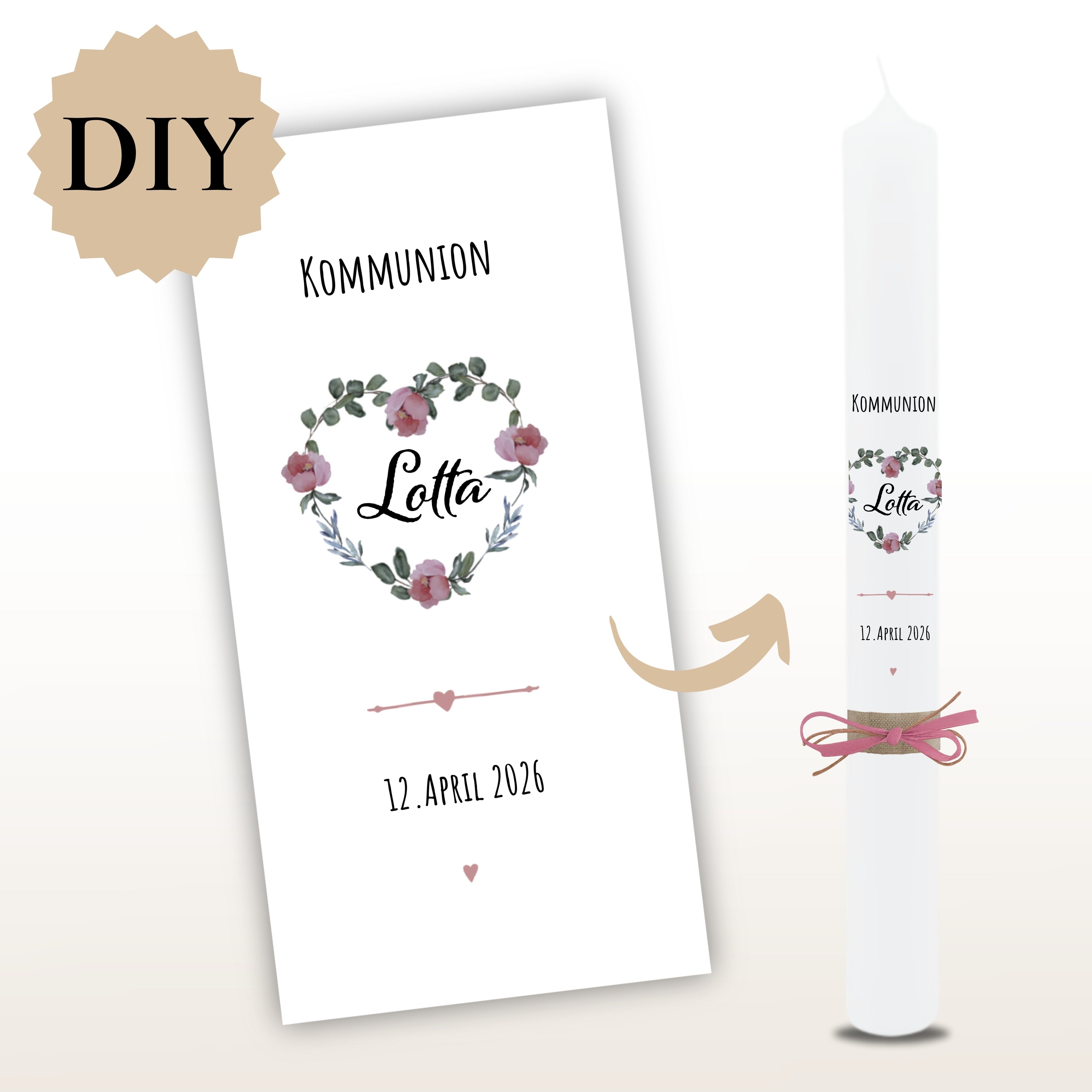 Kerzenfolie Kommunionkerze "Lotta" - personalisiert