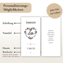 Lade das Bild in den Galerie-Viewer, Kerzenfolie Kommunionkerze "Lotta" - personalisiert
