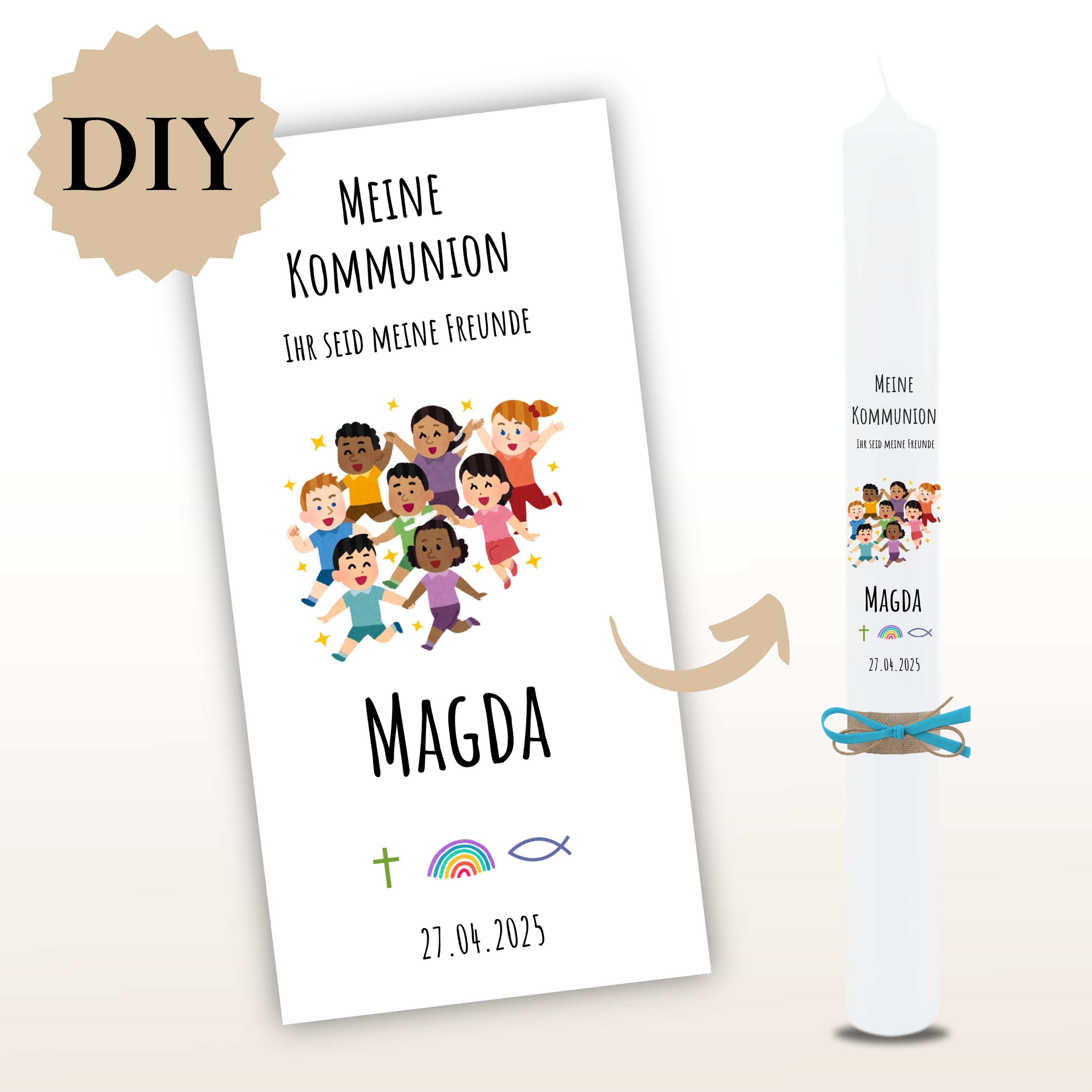 Kerzenfolie Kommunionkerze "Magda" - personalisiert