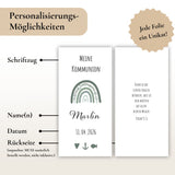 Kerzenfolie Kommunionkerze "Marlin" Eukalyptus Regenbogen - personalisiert