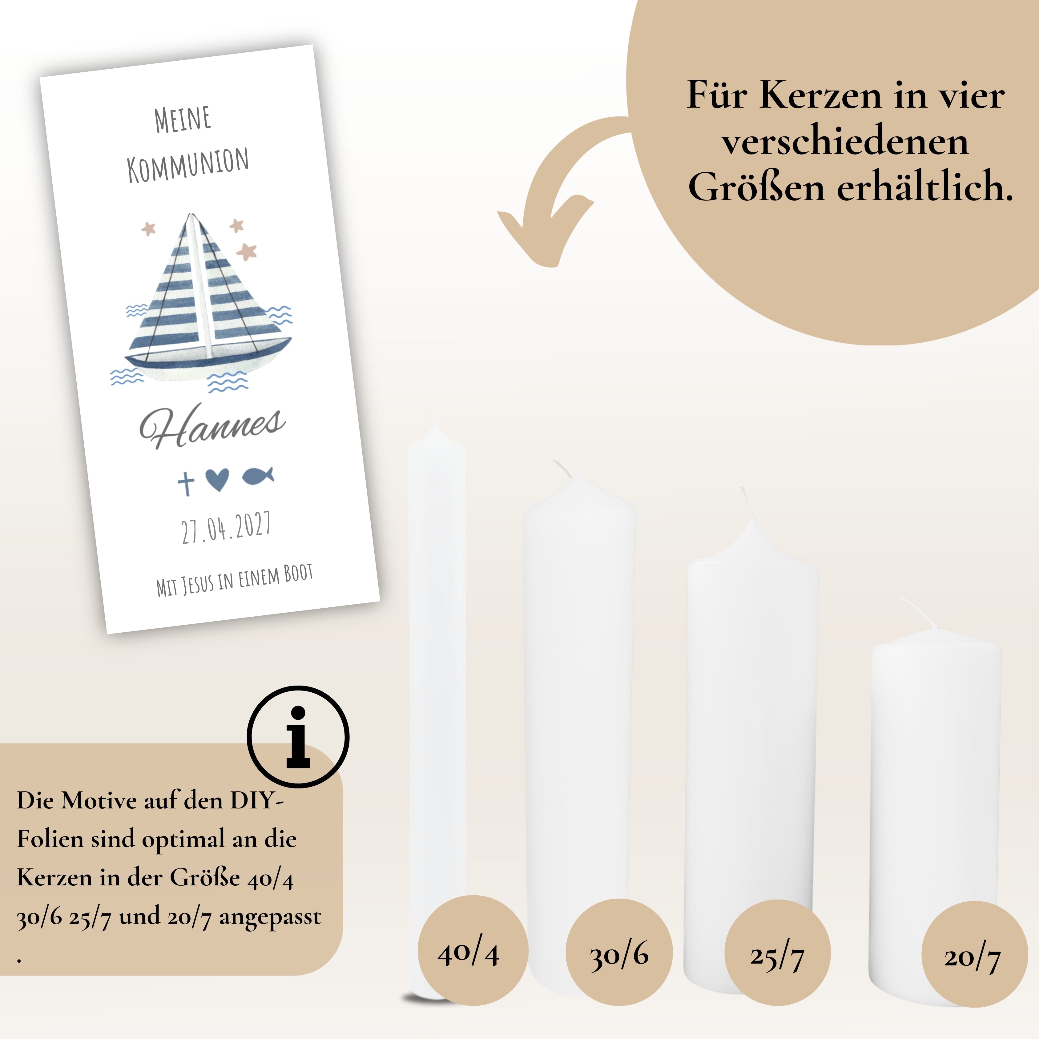 Kerzenfolie Kommunionkerze "Matheo" - personalisiert