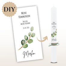 Lade das Bild in den Galerie-Viewer, Kerzenfolie Kommunionkerze "Merlin" - personalisiert
