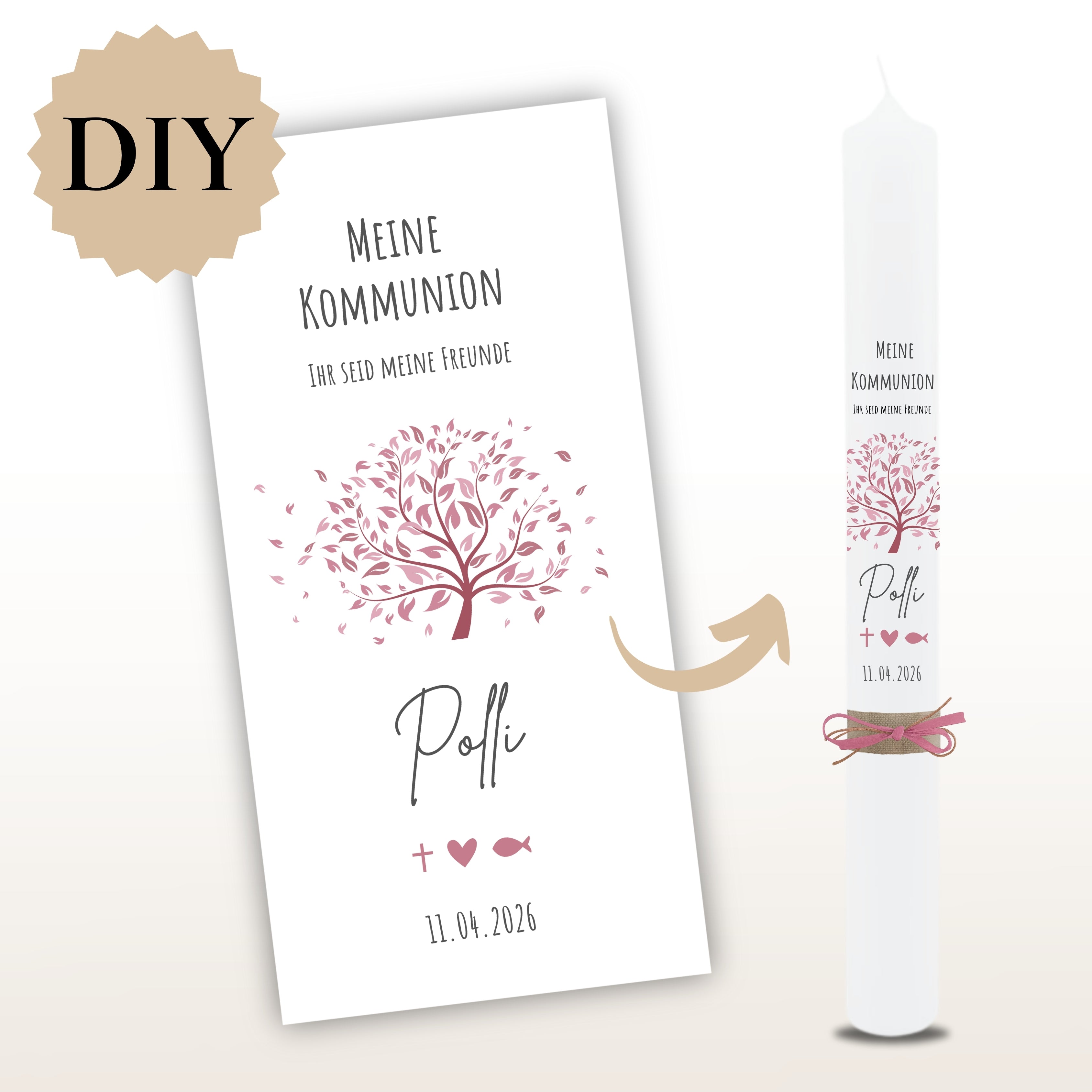 Kommunionkerze "Polly" - personalisiert