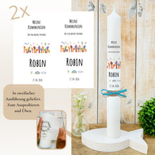 Lade das Bild in den Galerie-Viewer, Kerzenfolie Kommunionkerze "Robin" - personalisiert

