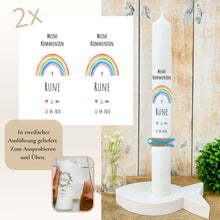 Lade das Bild in den Galerie-Viewer, Kerzenfolie Kommunionkerze "Rune" - personalisiert
