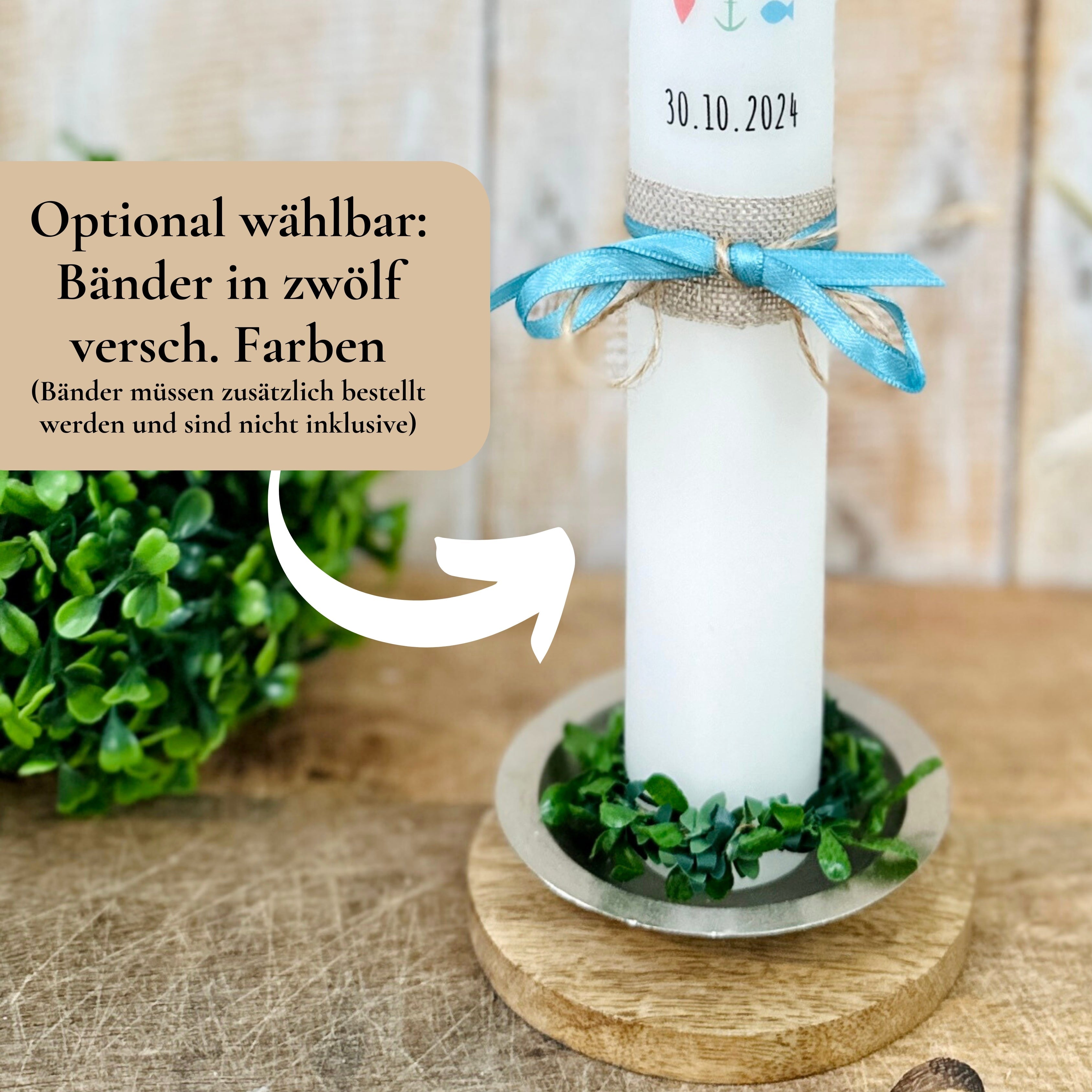 Kerzenfolie Kommunionkerze "Rune" - personalisiert