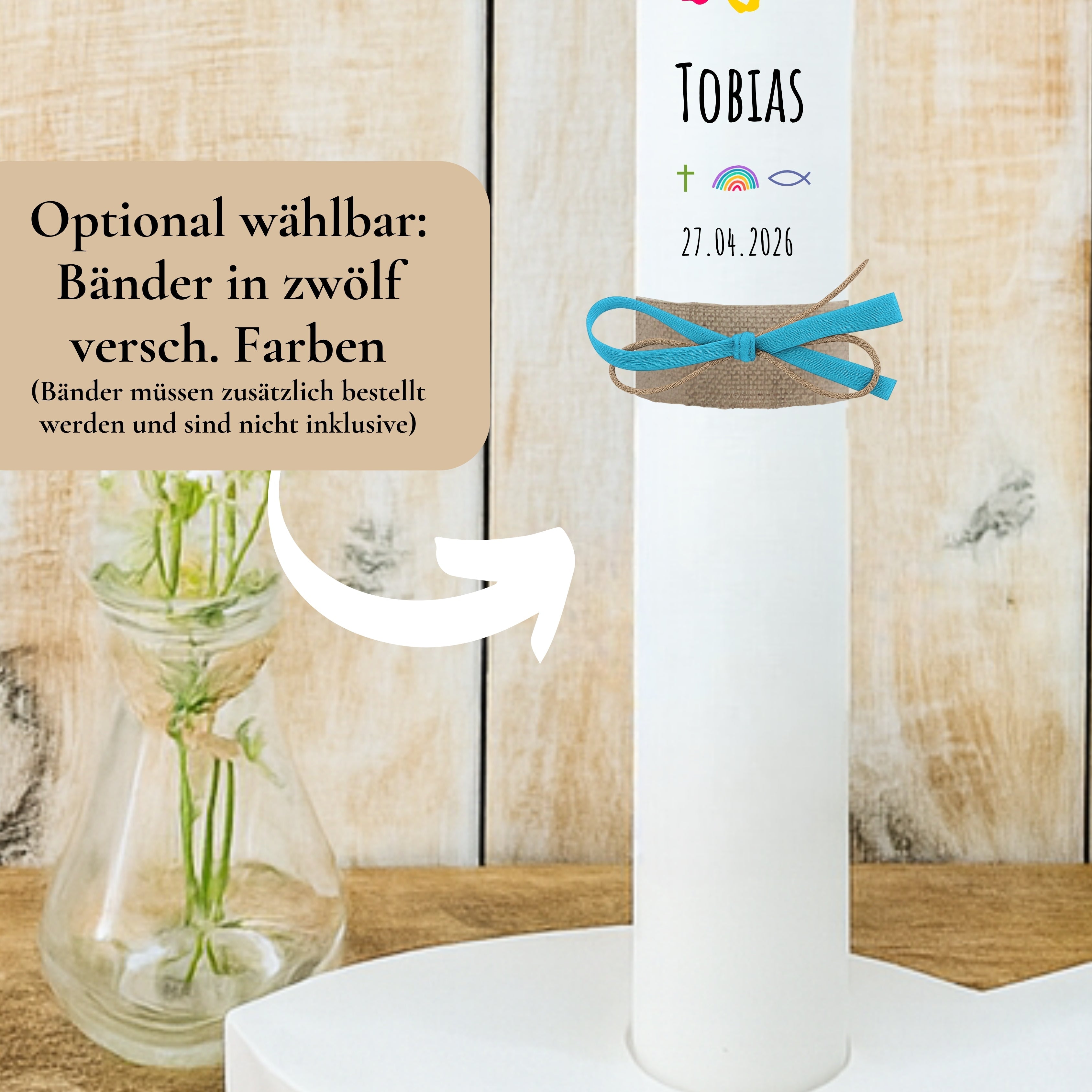 Kerzenfolie Kommunionkerze "Tobias" - personalisiert