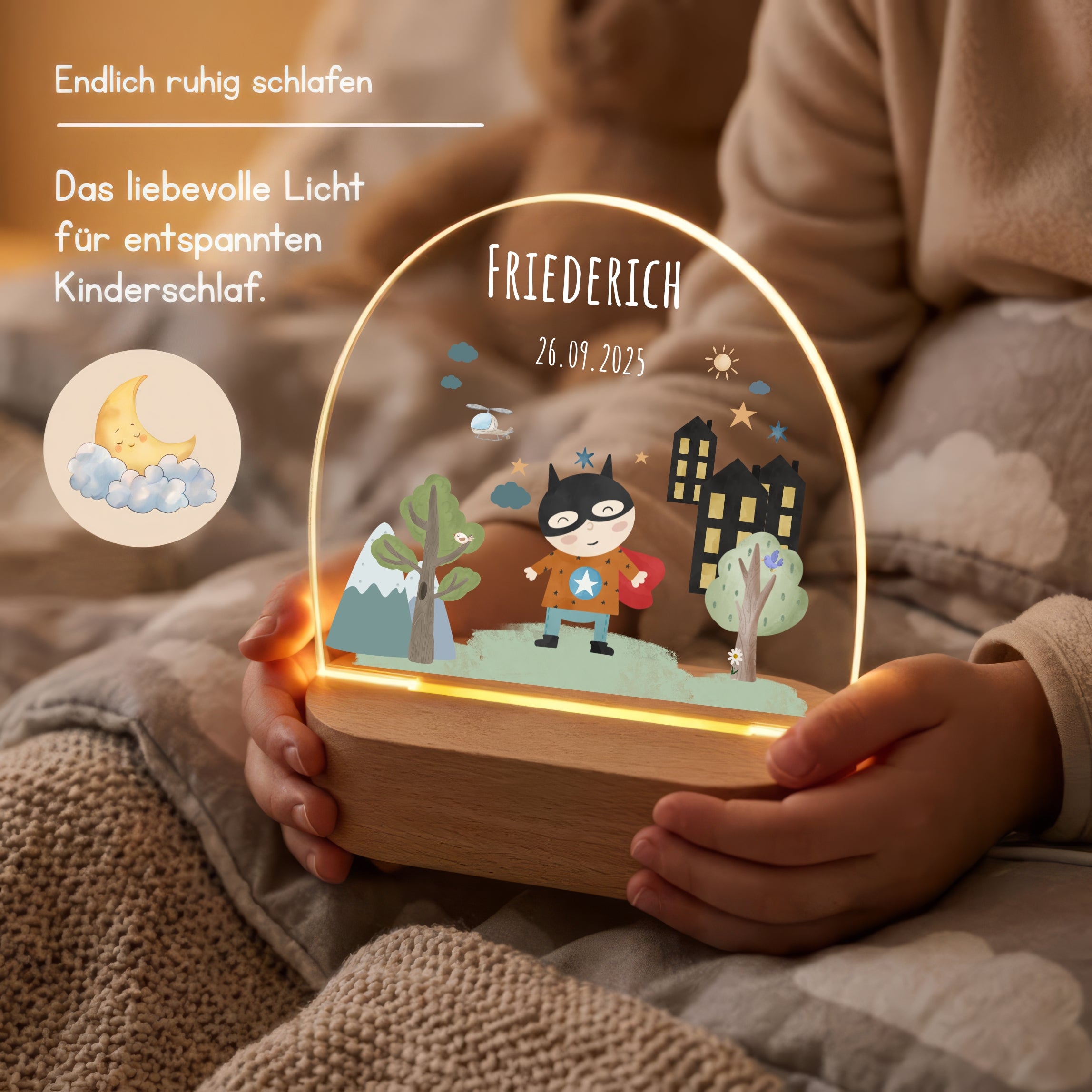 LED-Nachtlicht für Kinder mit Motiv Superheld – Ansicht 2