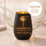 Trauerlicht aus Glas mit Gravur Pusteblume – Ansicht 4