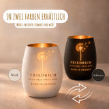 Trauerlicht aus Glas mit Gravur Pusteblume – Ansicht 5