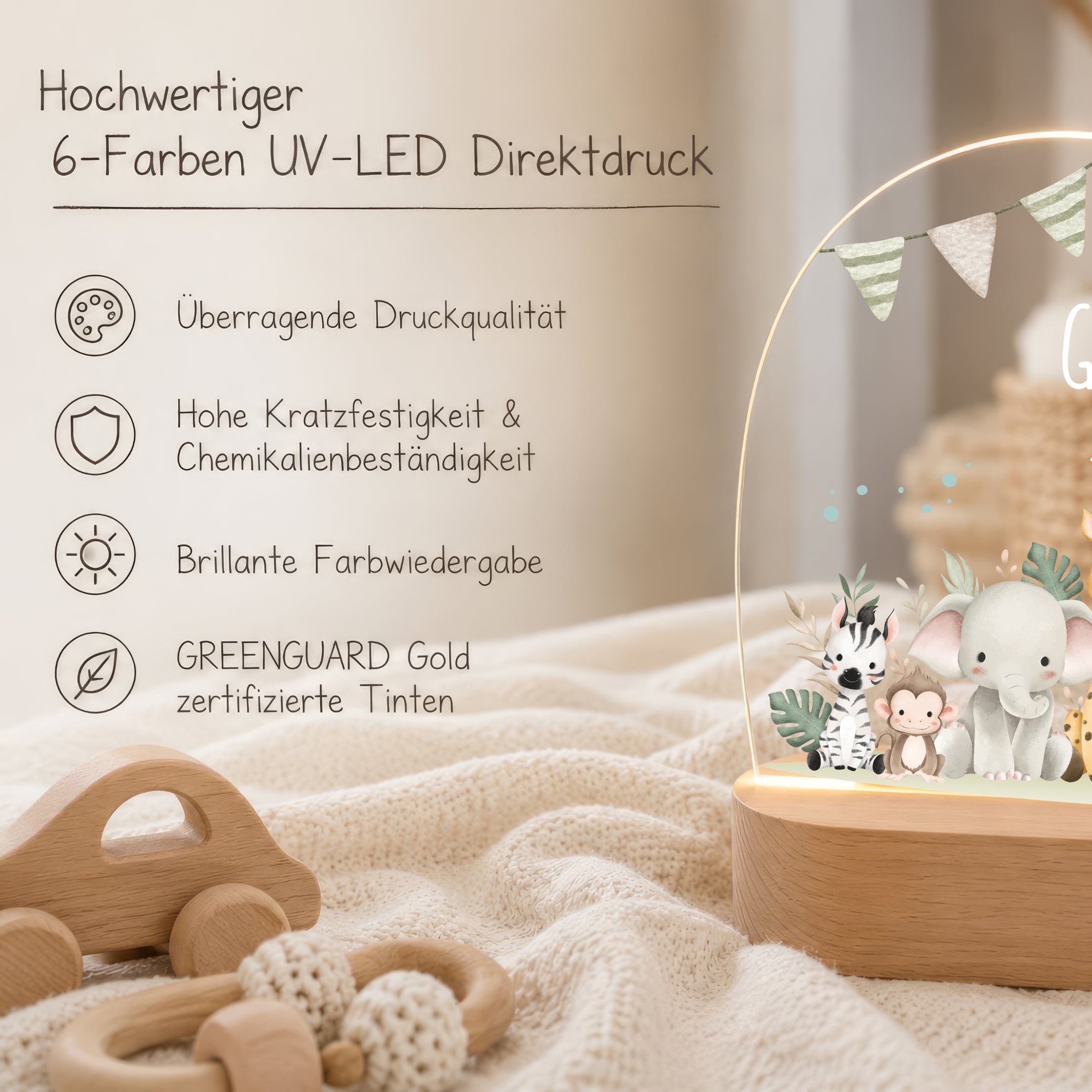 LED-Nachtlicht für Kinder mit Motiv Safari – Ansicht 5