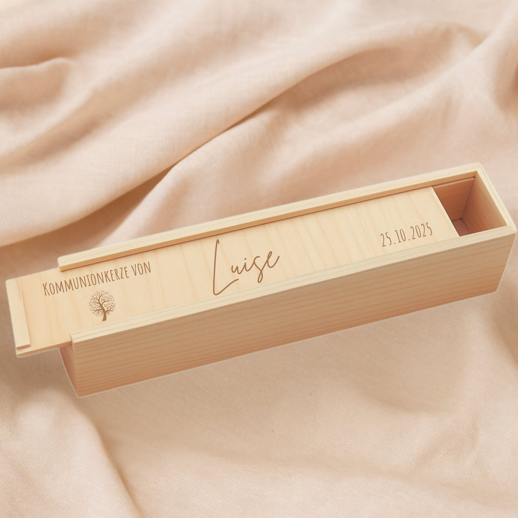 🎁 Holzkiste für Taufkerze Kommunionkerze Gravur Aufbewahrungsbox  - personalisiert (100% off)