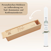Load image into Gallery viewer, Holzkiste für Taufkerze Kommunionkerze Gravur Aufbewahrungsbox  - personalisiert

