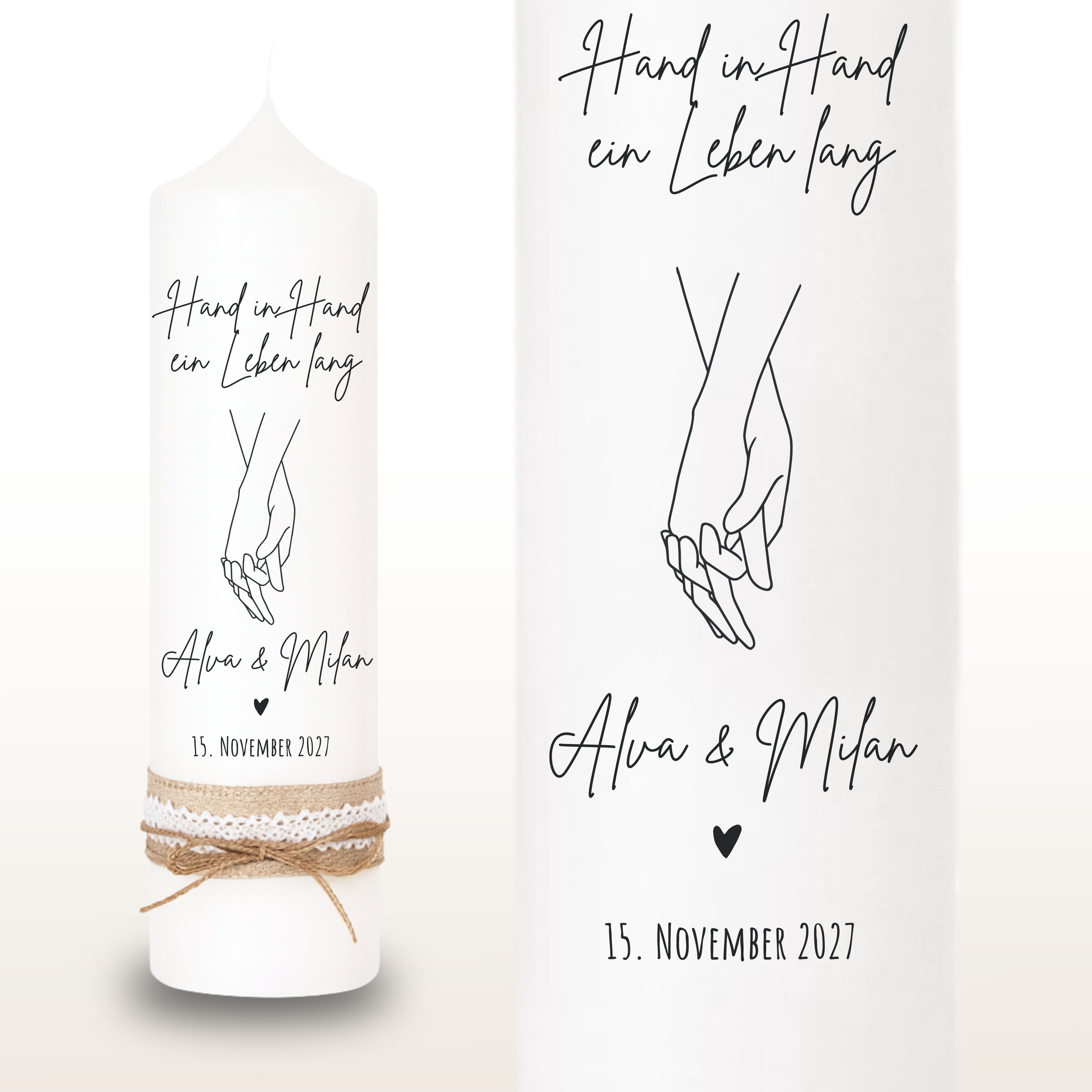 Hochzeitskerze Hände Schwarz – Ansicht 2