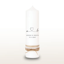 Charger l&#39;image dans la galerie, Hochzeitskerze &quot;Anouk - verbundenes Herz &quot; Initialen Fine line - personalisiert
