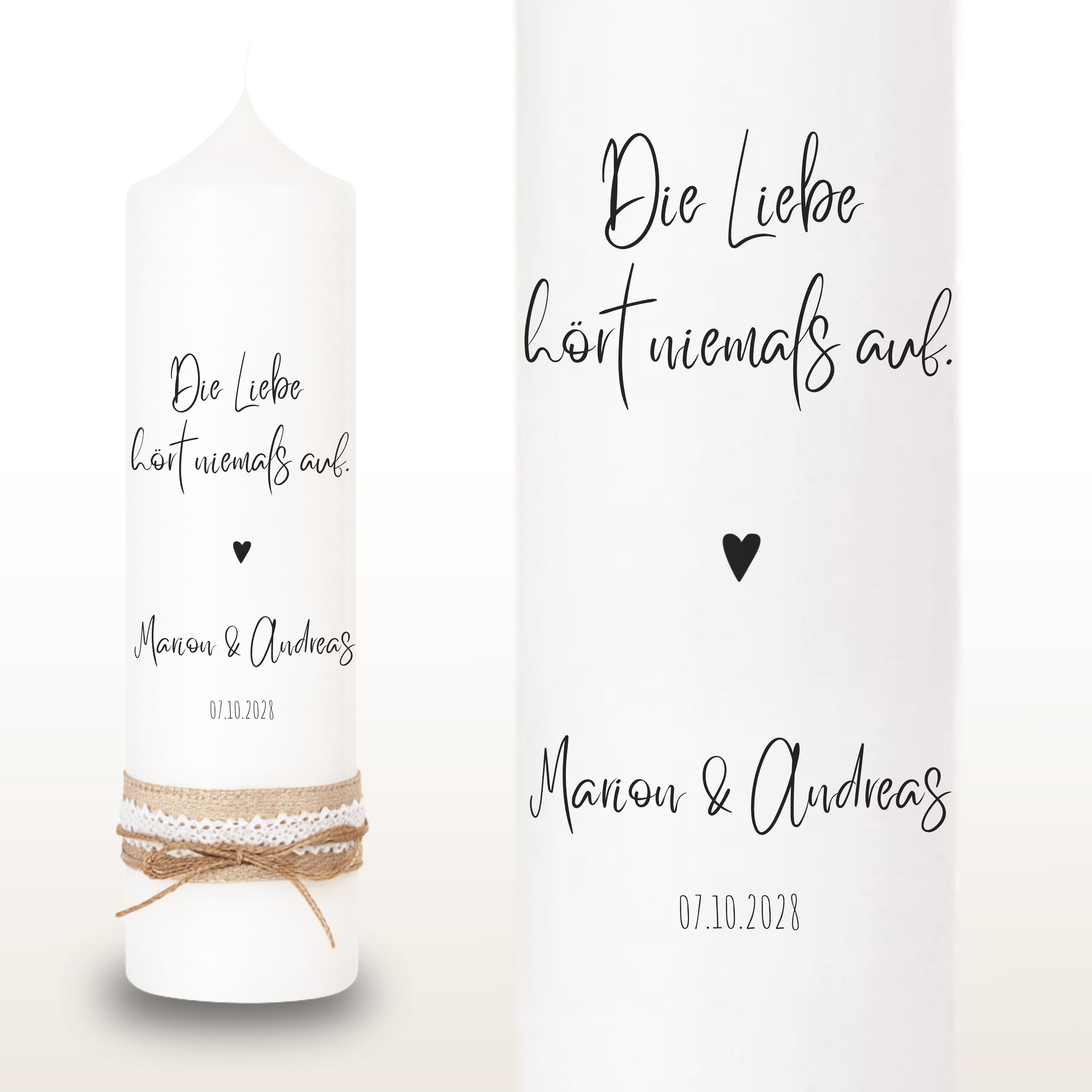 Hochzeitskerze Spruch Schwarz – Ansicht 2