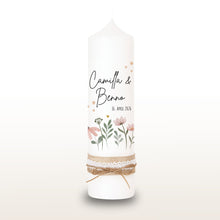 Charger l&#39;image dans la galerie, Hochzeitskerze &quot;Camilla&quot; Blumenwiese altrosa - personalisiert
