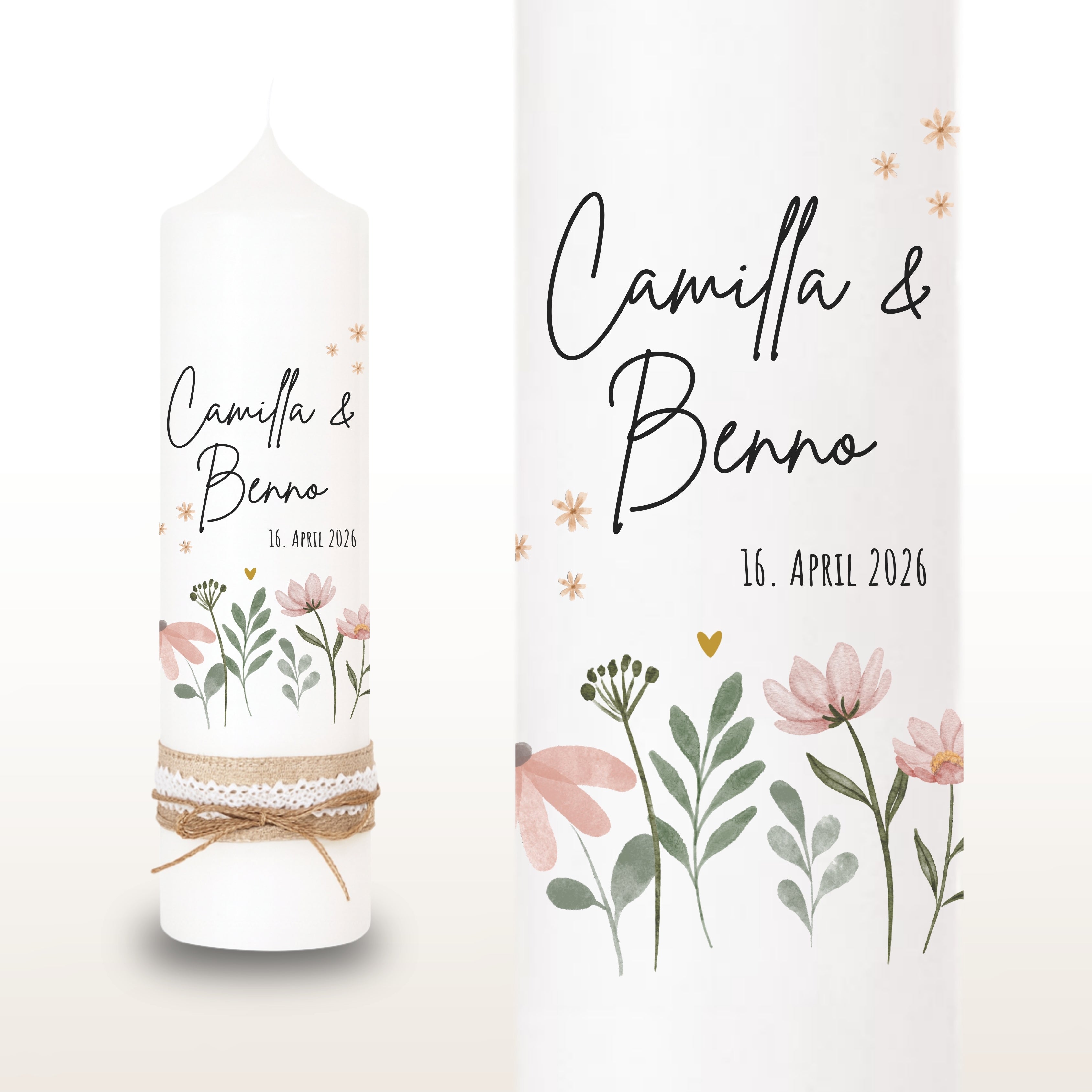 Hochzeitskerze Blumen Bunt – Ansicht 2