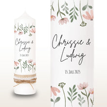 Charger l&#39;image dans la galerie, Hochzeitskerze &quot;Chrissie&quot; Blumenwiese rosa - personalisiert
