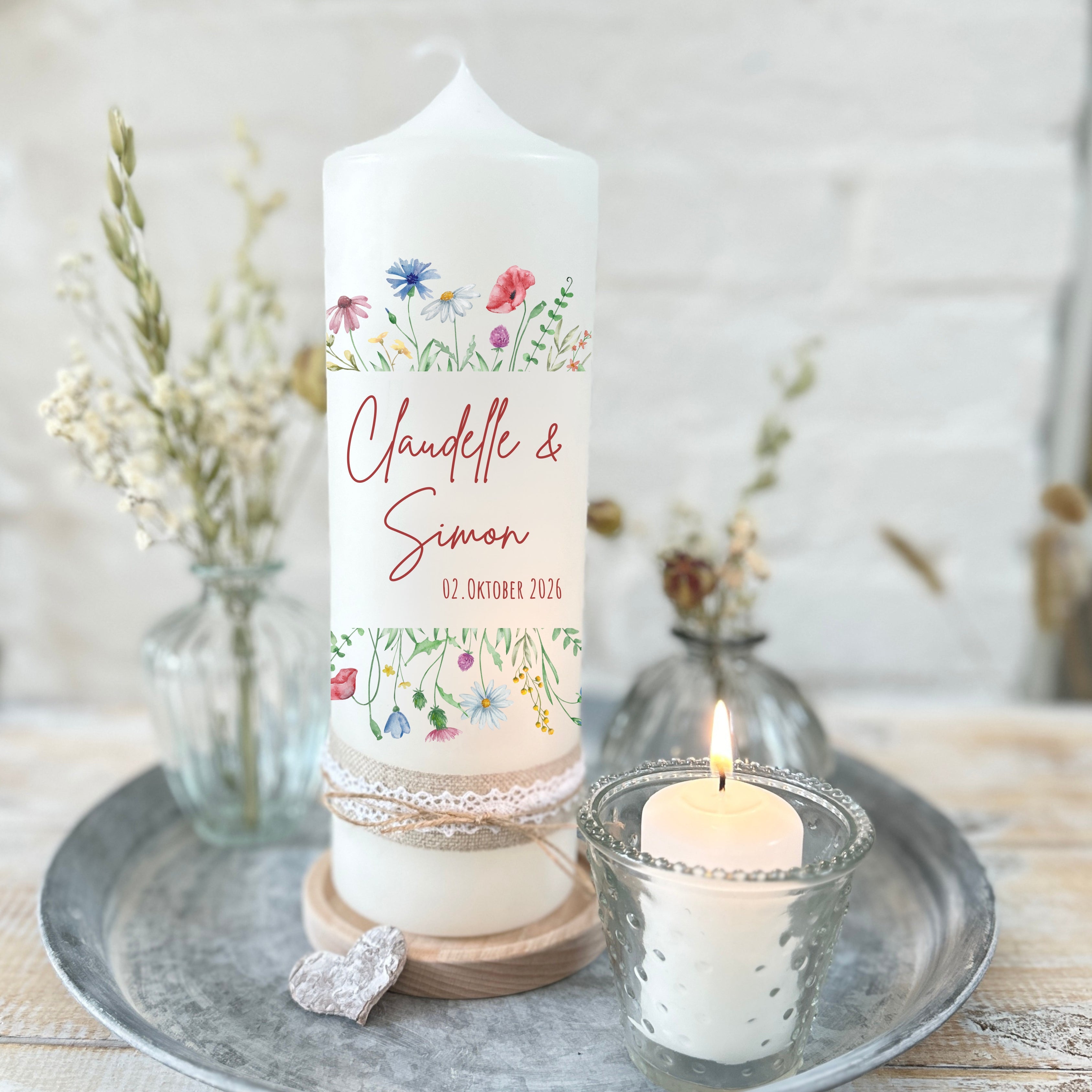 Hochzeitskerze Blumen Bunt – Ansicht 3