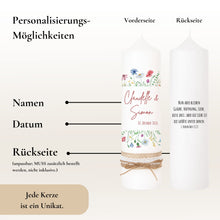 Lade das Bild in den Galerie-Viewer, Hochzeitskerze "Claudelle" Wildblumen- personalisiert
