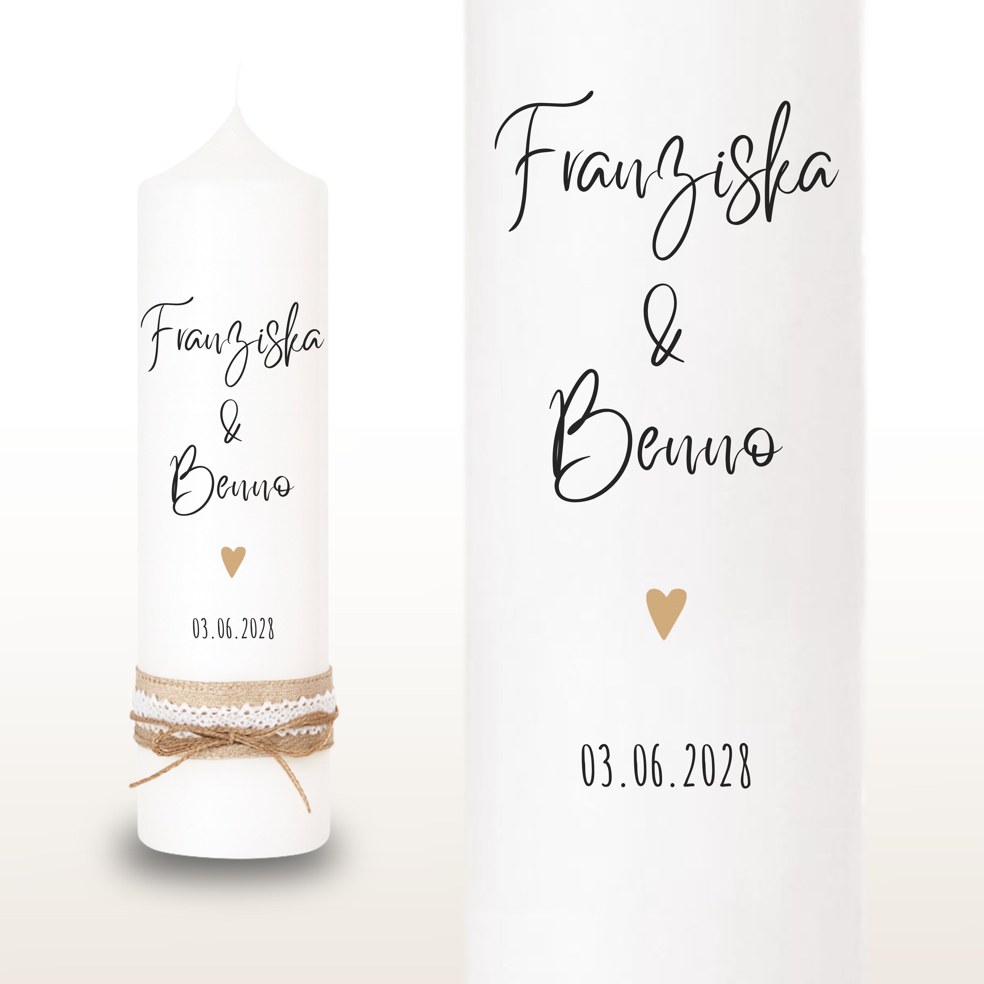 Hochzeitskerze Herz Gold – Ansicht 2