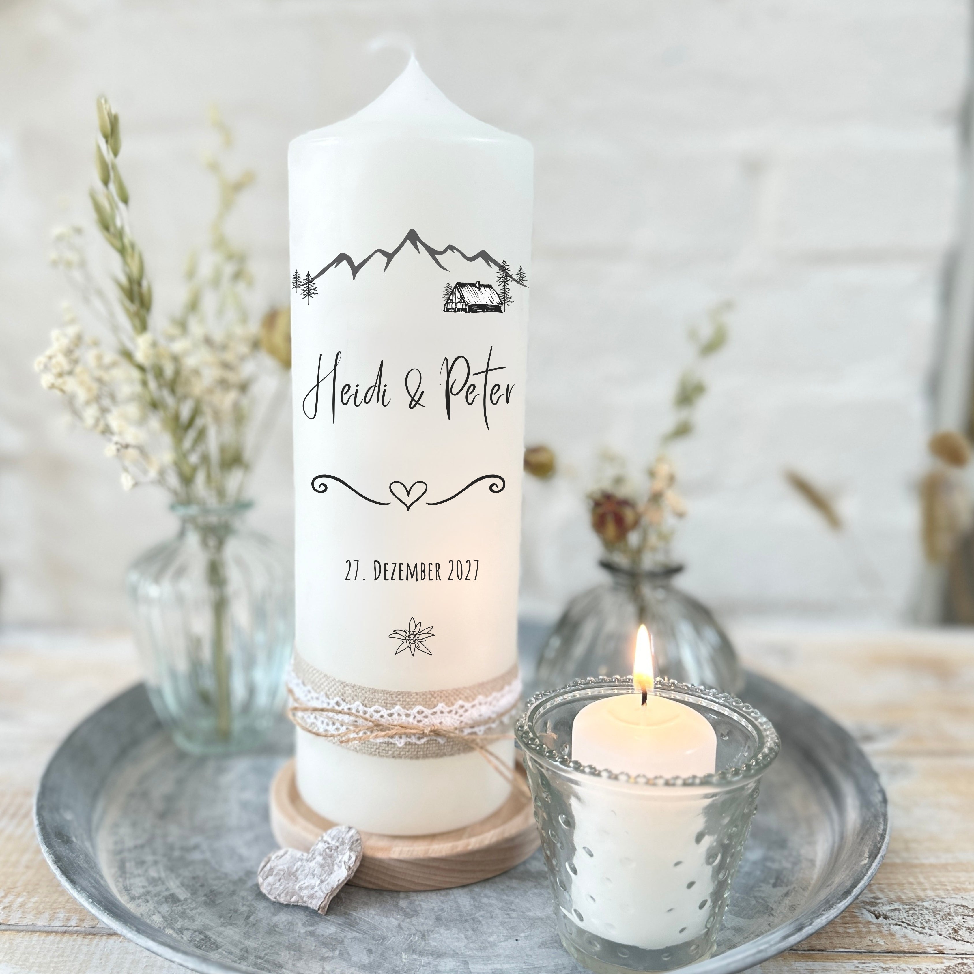 Hochzeitskerze Berge Schwarz – Ansicht 3