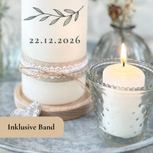 Lade das Bild in den Galerie-Viewer, Hochzeitskerze "Jasmina" Olivenzweige - personalisiert
