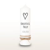 Hochzeitskerze Herz Schwarz, personalisiert