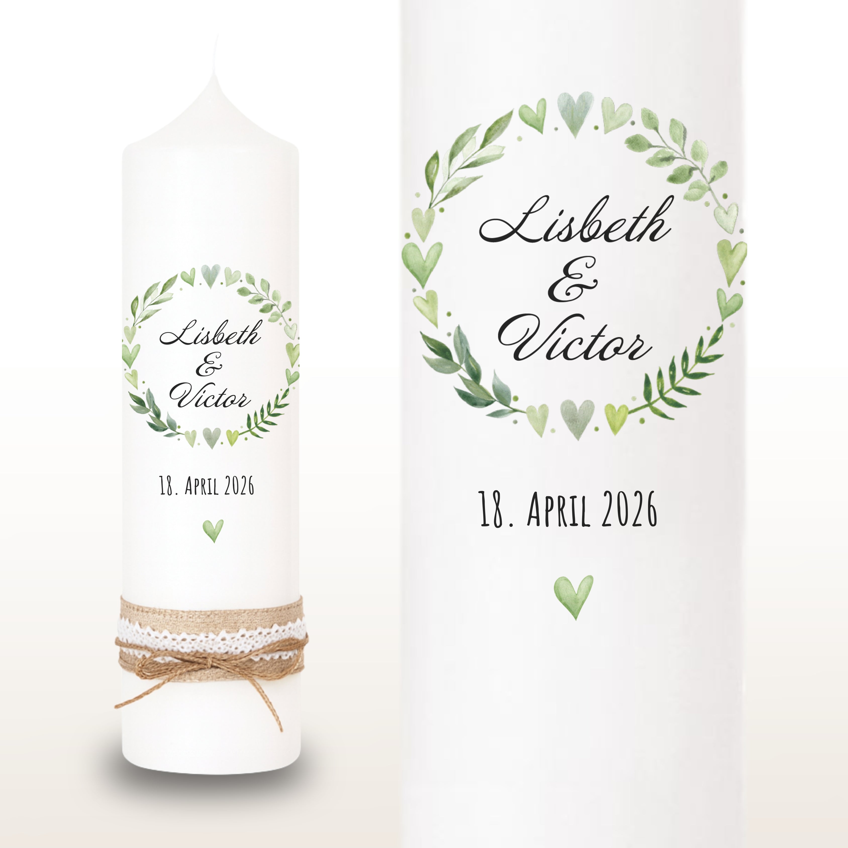 Hochzeitskerze Kranz Grün – Ansicht 2