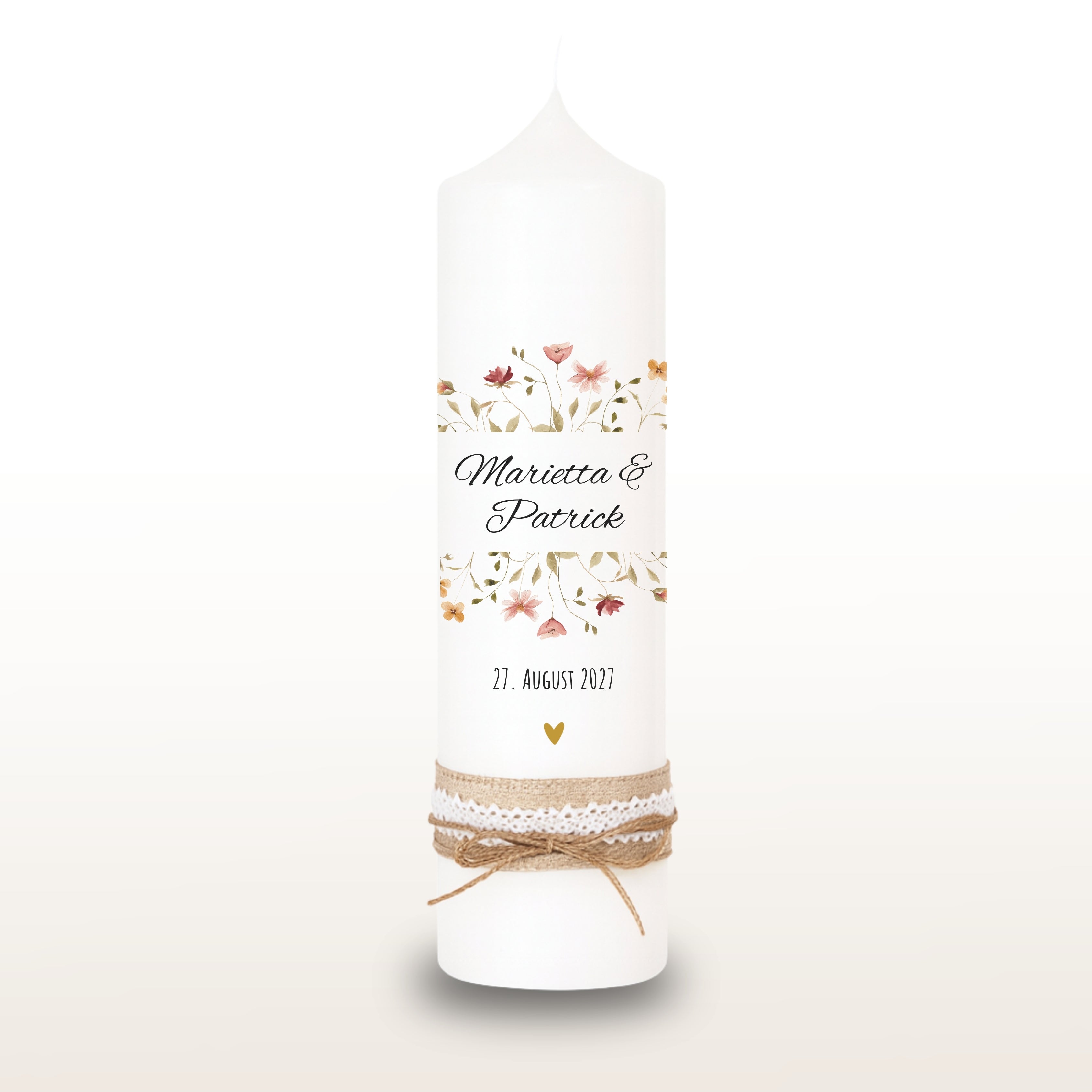Hochzeitskerze Blumen Bunt, personalisiert