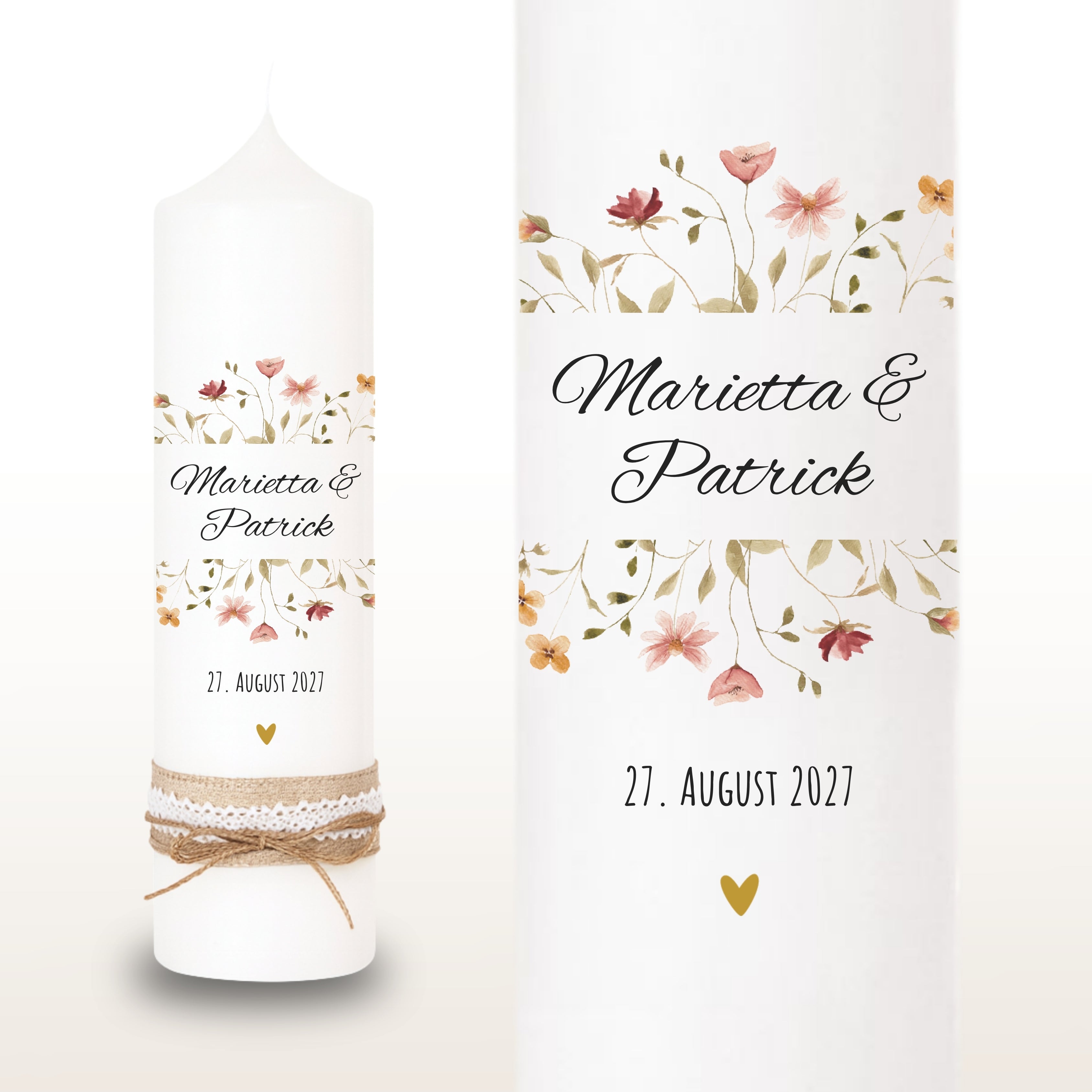 Hochzeitskerze Blumen Bunt – Ansicht 2