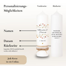 Lade das Bild in den Galerie-Viewer, Hochzeitskerze "Marietta" Blumenkranz Kranz altrosa - personalisiert
