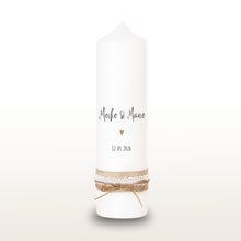 Charger l&#39;image dans la galerie, Hochzeitskerze &quot;Meike&quot; Herz gold - personalisiert
