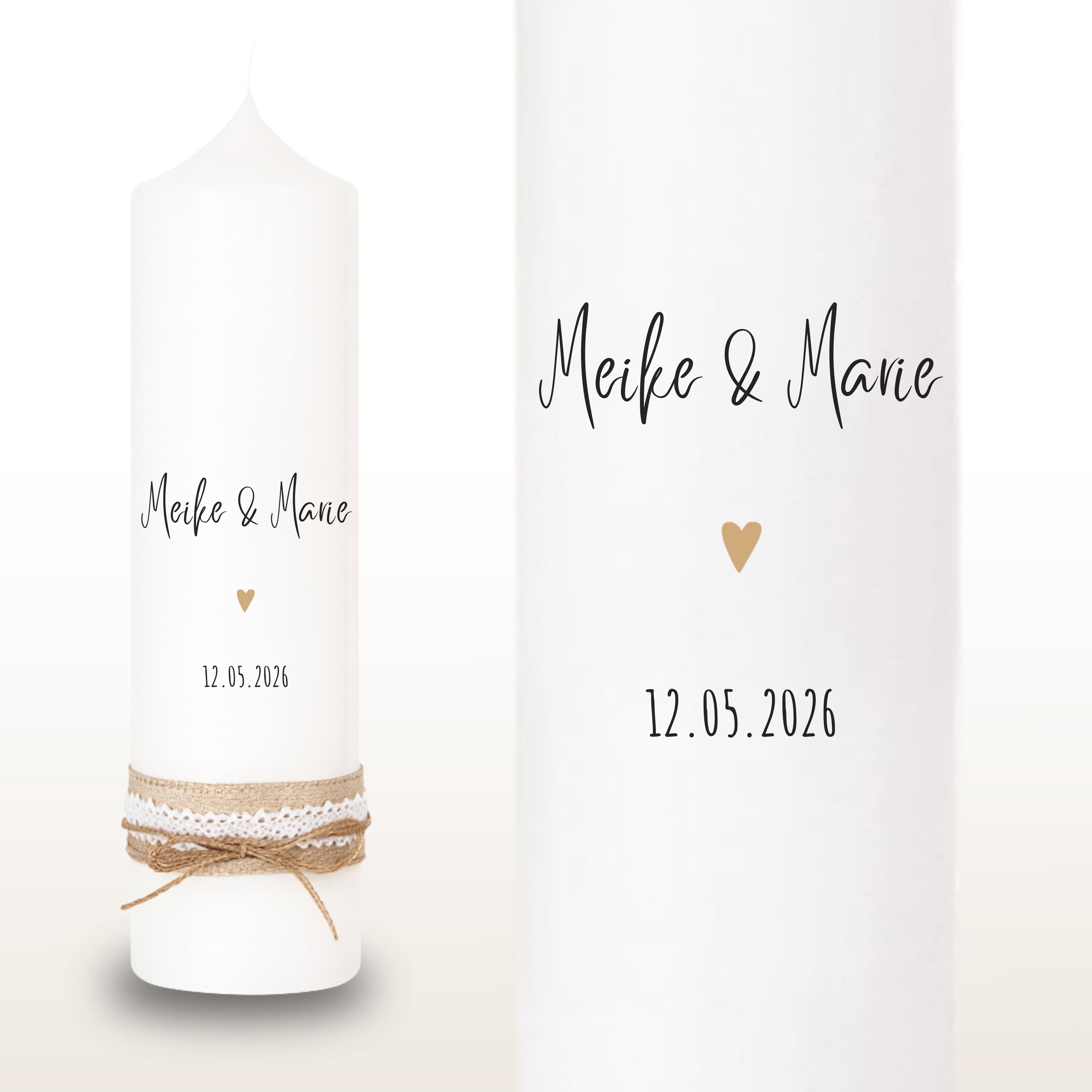 Hochzeitskerze Herz gold – Ansicht 2