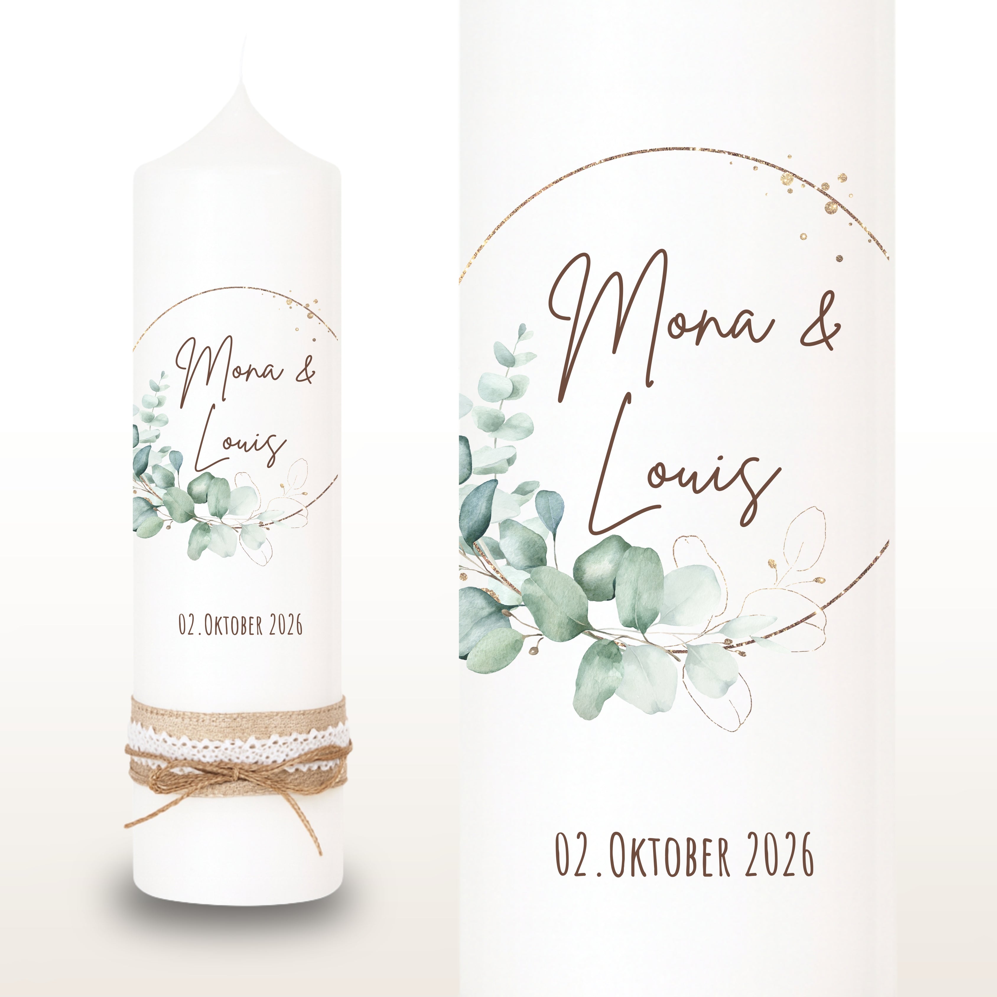 Hochzeitskerze Kranz Gold – Ansicht 2